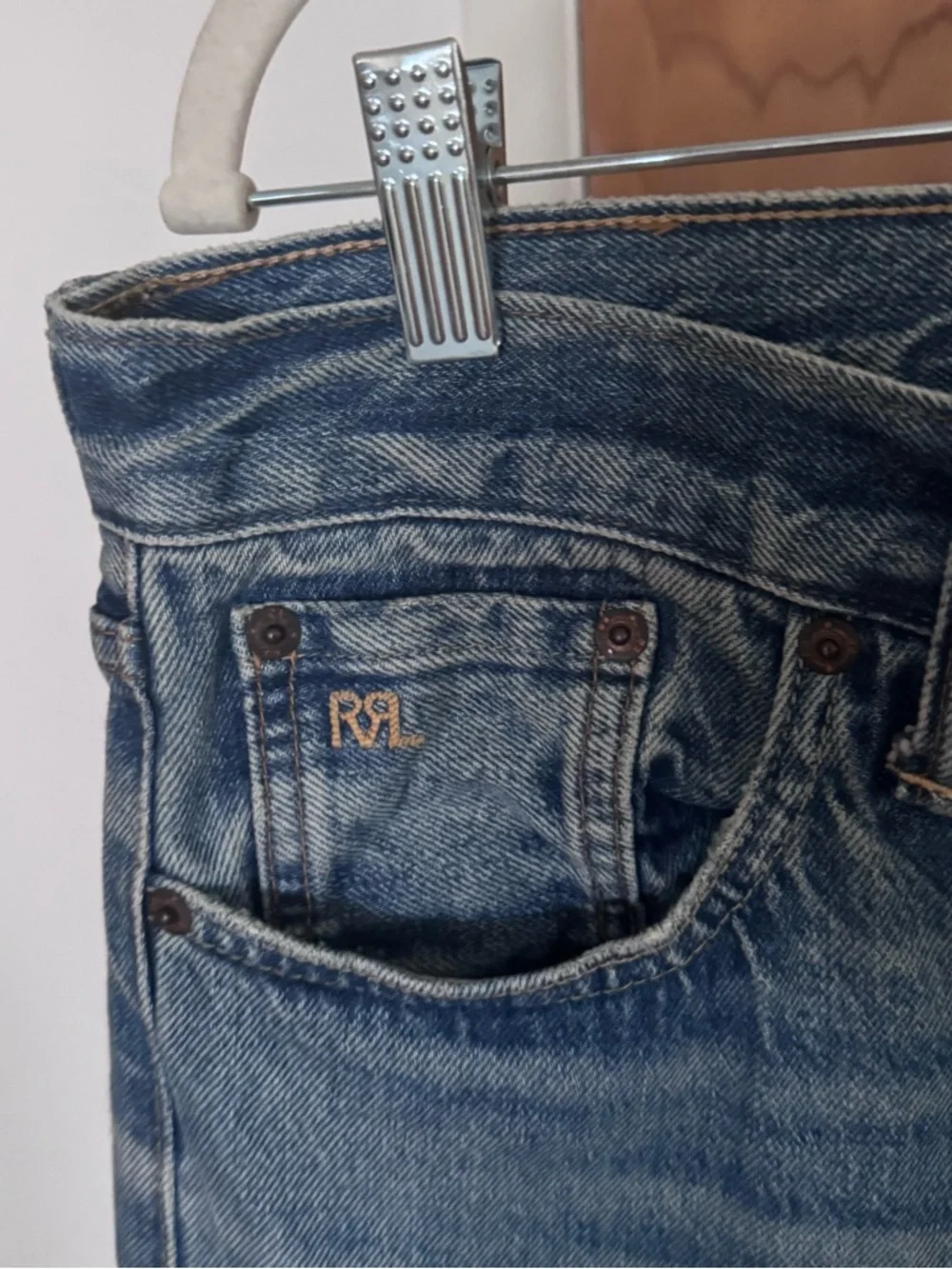 Ralph Lauren double RL distress straight leg jeans